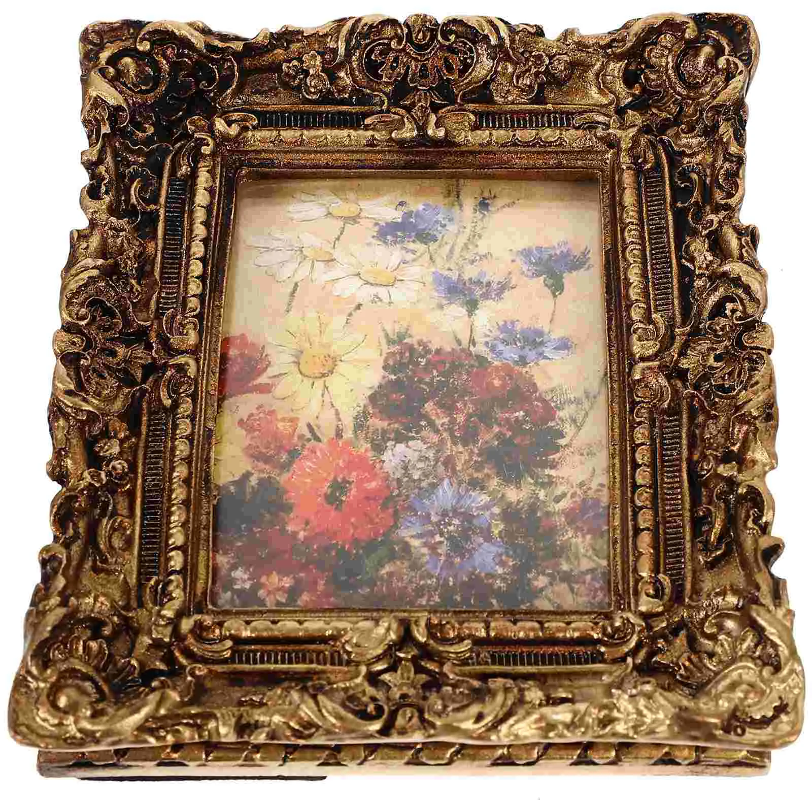 

Resin Photo Frame Picture European Style Vintage Decor Frames Collage Tabletop Desk Ornament Mirror