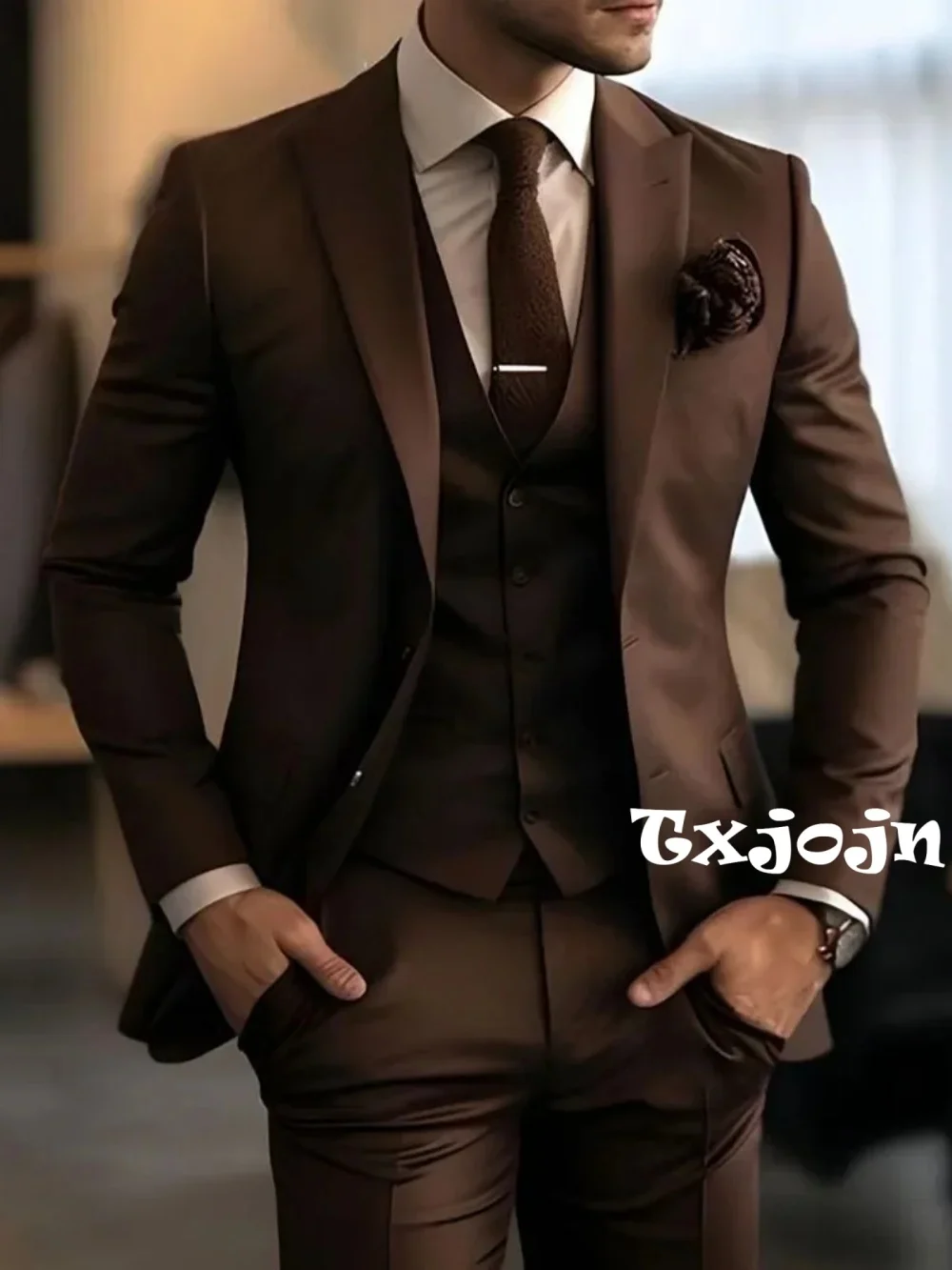 

High Quality Man Formal Suit Set 3 Pieces Wedding Groom Sets Handsome Classy Men's Tuxedo For Birthday Party Plus Size Suits