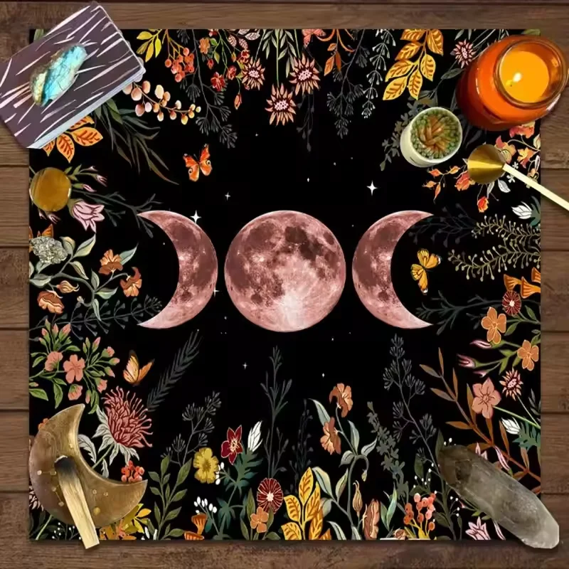 Tarot Clothes for Table Tarot Cloth Neutral Moon Floral Altar Card Mat Witchcraft Astrology Decorative Prophecy Tablecloth