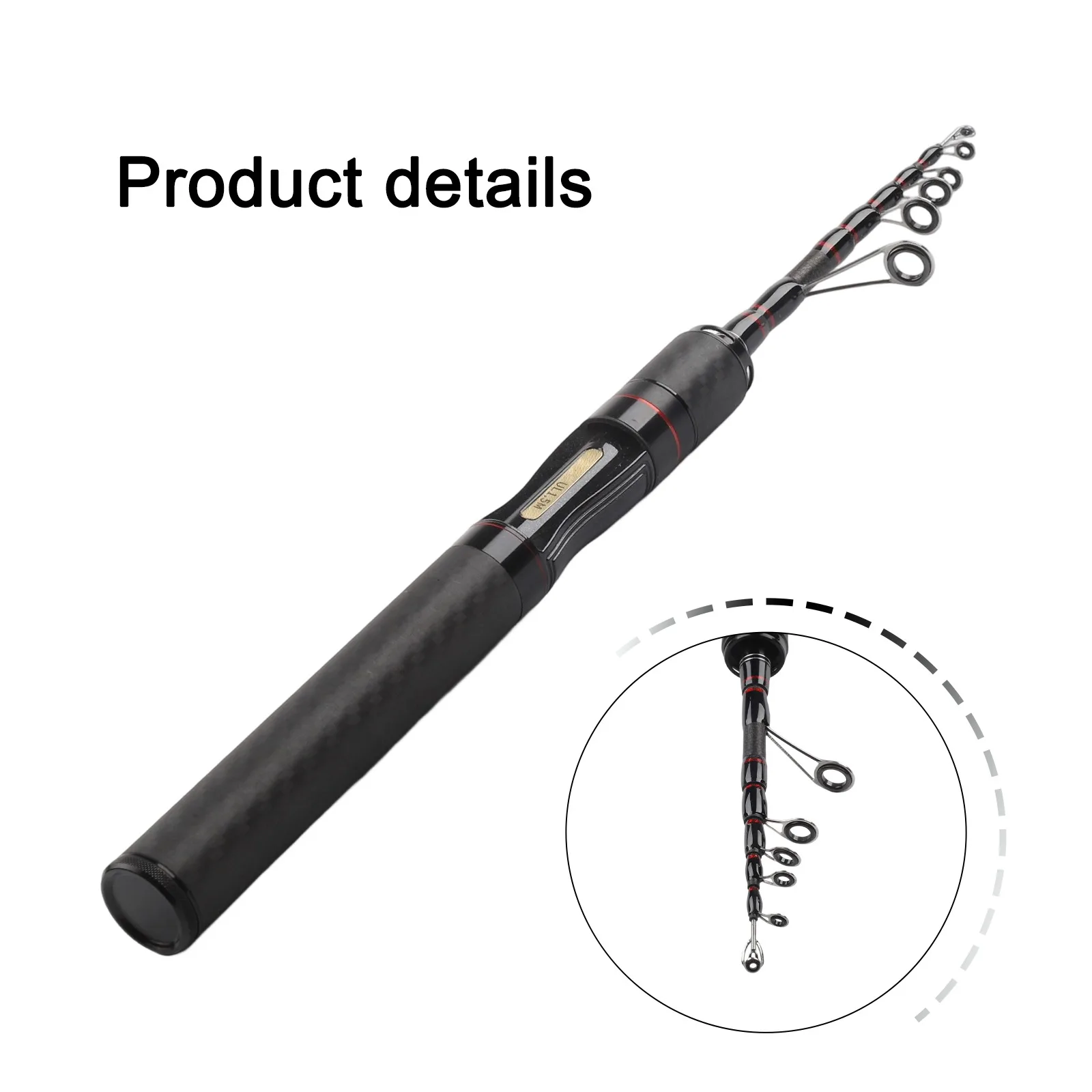 150 سنتيمتر قضيب تليسكوبي مقبض كربون صغير الصلبة تلميح الصيد رود UL المحمولة الصيد رود الطعم الصغير جثم قضيب