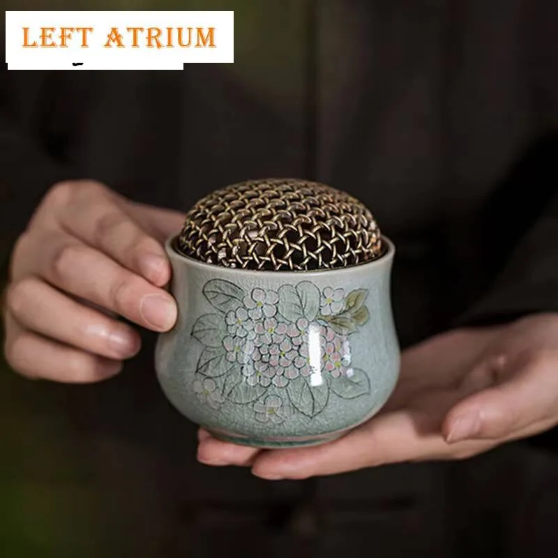 

Керамический держатель для благовоний Borneol Glaze, ручная роспись, курильница с гортензией, китайская домашняя печь из сандалового дерева, чайная церемония