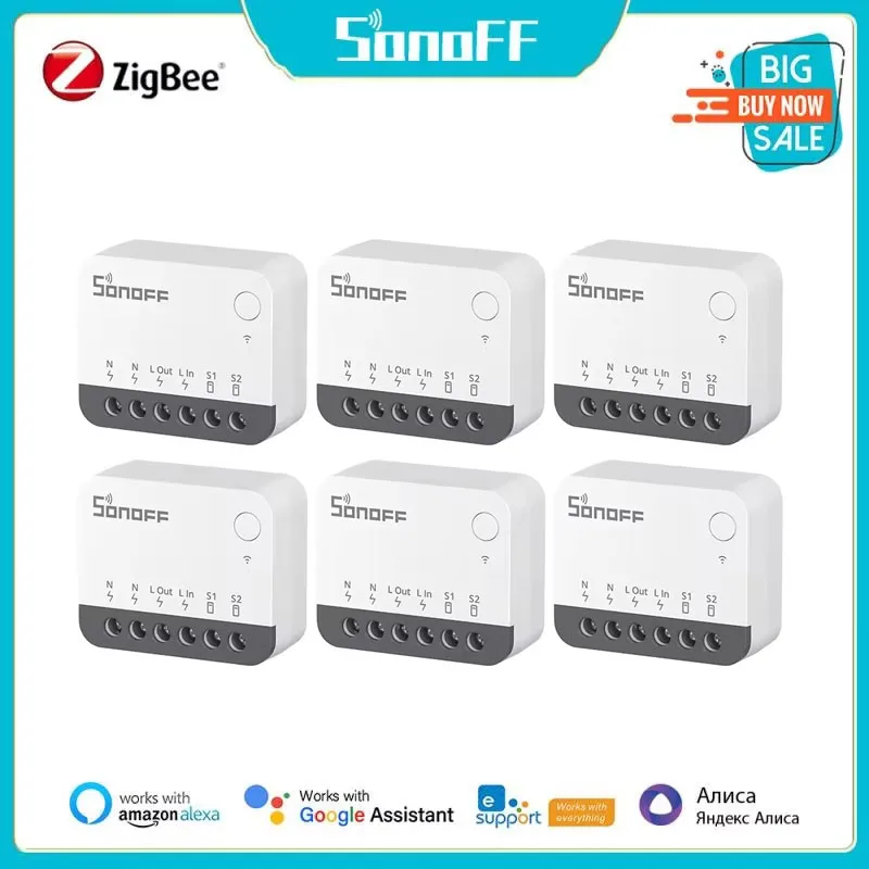 SONOFF ZBMINIR2 Extreme Zigbee3.0 Smart Switch Detach Relay Smaller Size Wider Signal Remote Control Work with Alexa Google Home