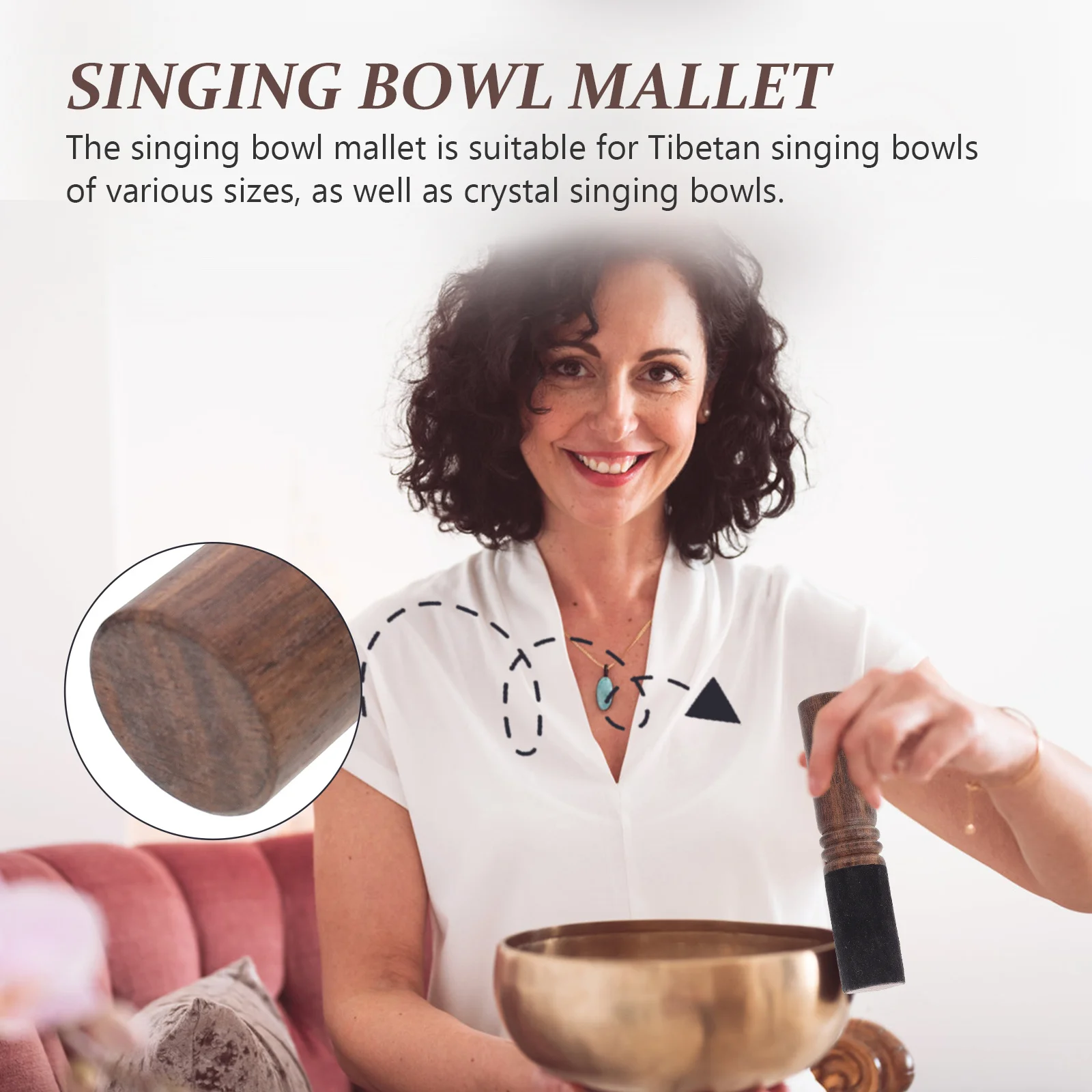 

Buddhist Bowl Mallet Smooth Round Corner Lightweight Portable Singing Bowl Striker For Yoga Meditation Healing Music Therapy
