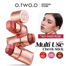 O.TWO.O Blush Stick Lipstick 3-in-1 Eyes Cheek Lip Tint Smooth Lightweight Long-wear Cream Multi-use Stick Blush Lipstick Makeup