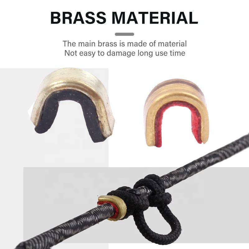 50PCS Archery Bow String Buckle Brass Carbon Arrow Nock Point Stabilizing Compound Recurve Bow D Loop Rope Bowstring Accessories