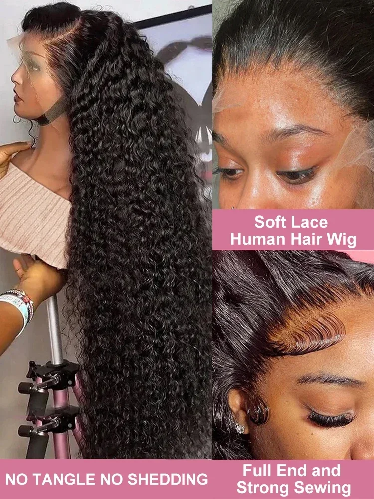 16-36 Inches HD Transparent 13x6 Deep Wave Lace Frontal Human Hair Wigs Brazilian 13x4 Curly Human Hair Lace Front Wig For Women