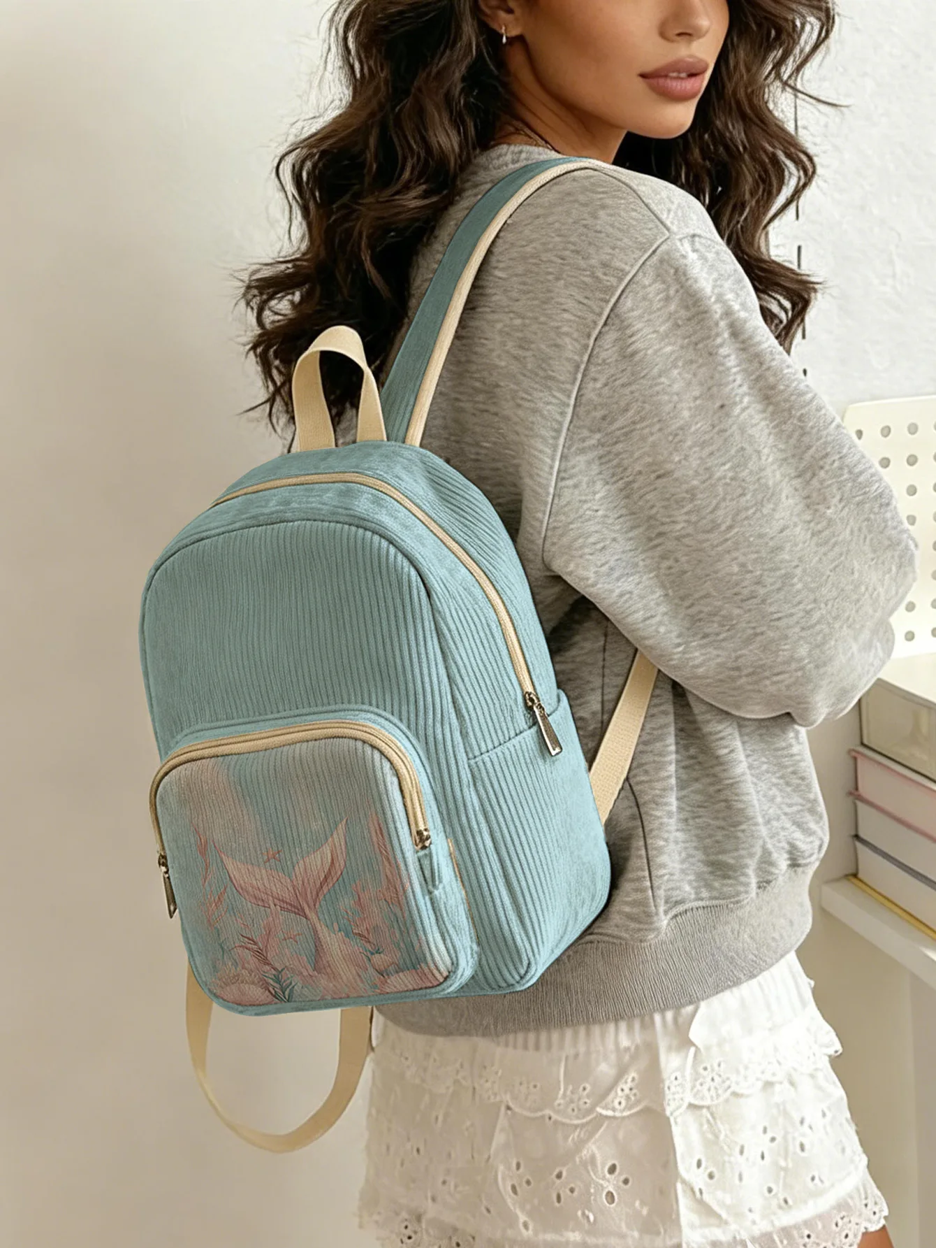 mochila-feminina-vintage-com-estampa-de-cauda-de-sereia-em-coral-de-veludo-cotele-com-multiplos-bolsos-e-grande-capacidade-para-o-dia-a-dia