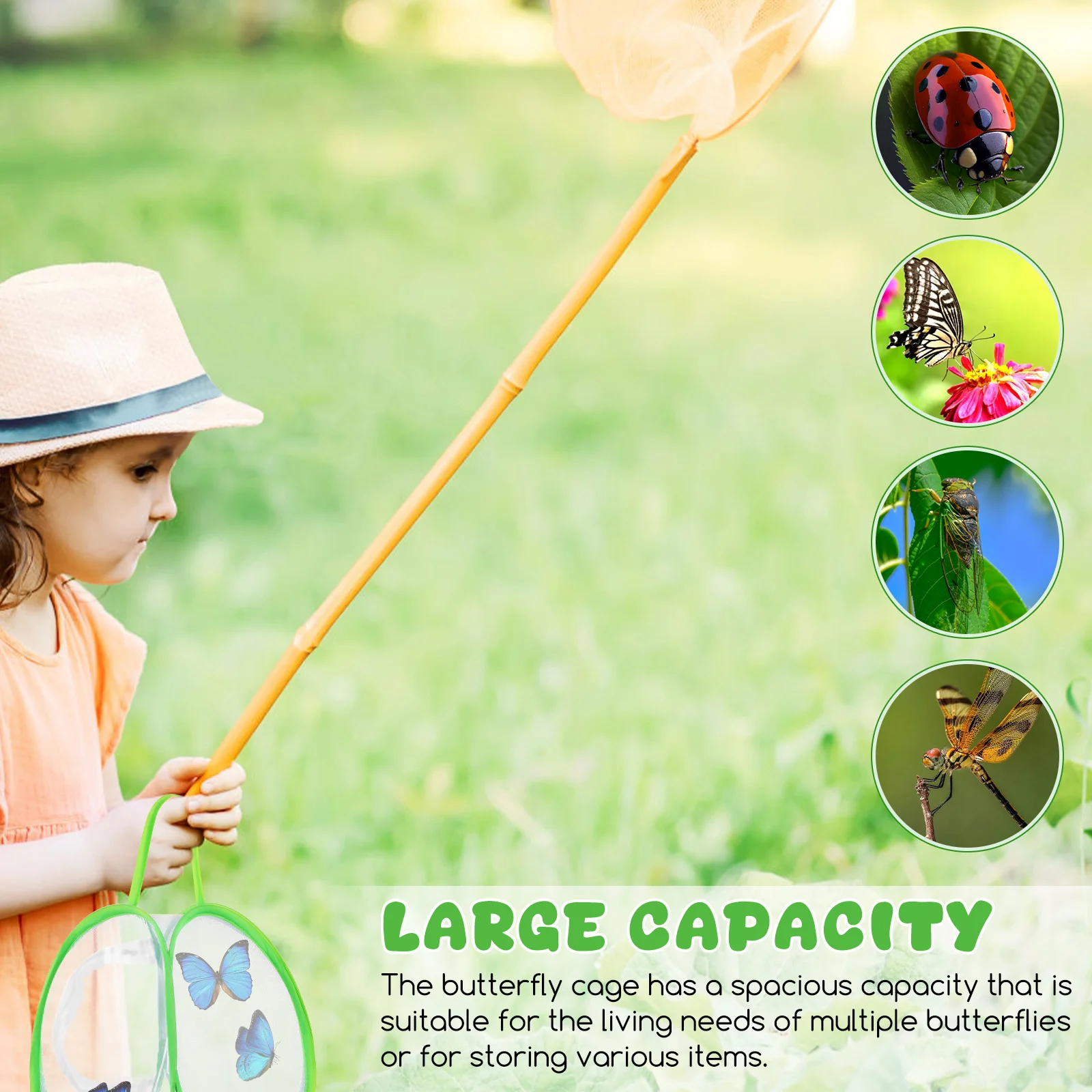 

2 pcs Transparent Mesh Butterfly Habitat Cage Lightweight Portable Caterpillars To Butterflies Kit Enclosure Net Large Capacity