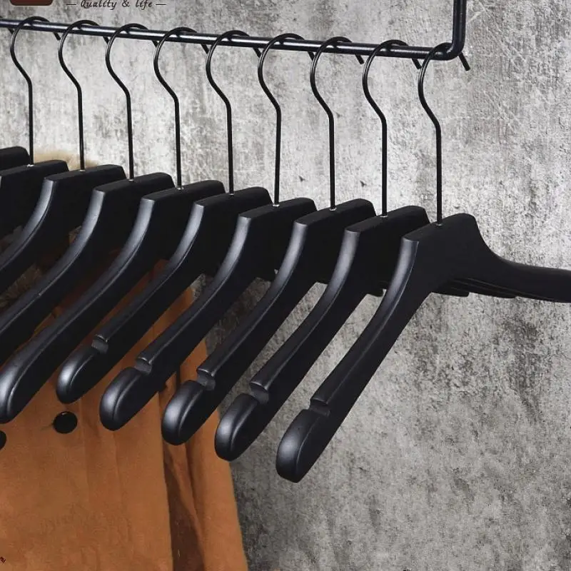 

10pcs Black Wooden Clothes Hangers Non-Slip Trouser Skirt Clip Wardrobe Organizer Clothing Store Hangers