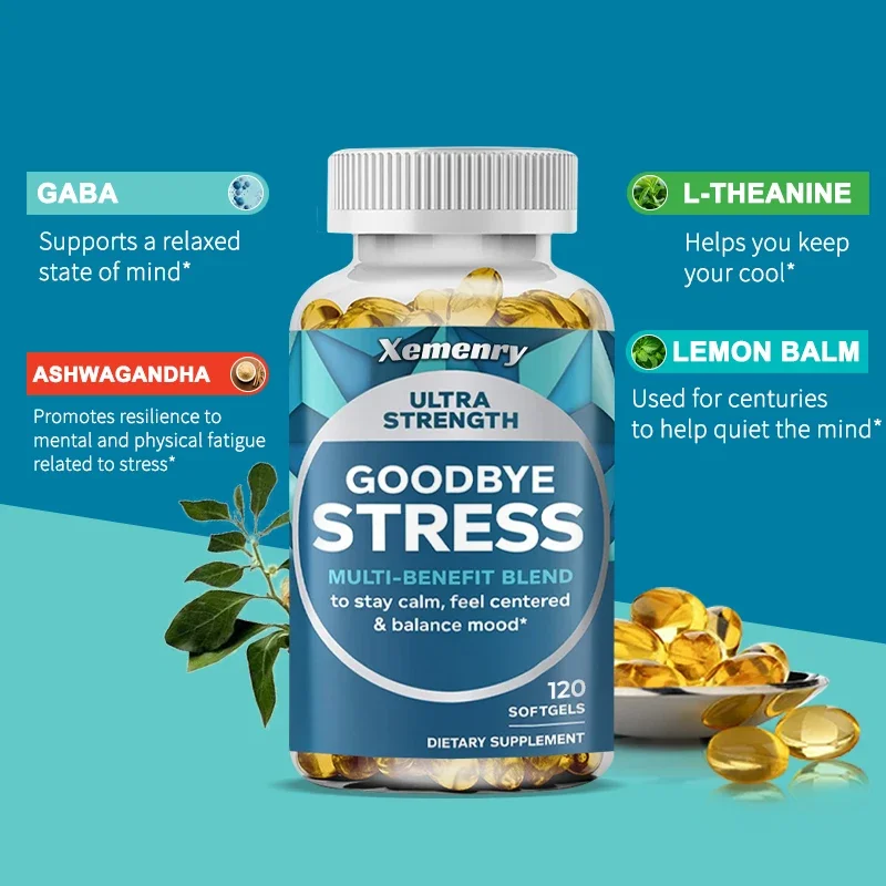 Capsule antistress con GABA, L-Theanine, Mood & Stress Relief 120 capsule Senza glutine Non OGM