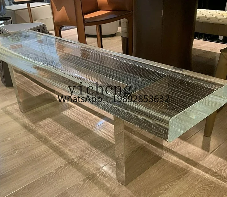

Modern Light Luxury Acrylic Bench Furniture Dining Chair Transparent Resin Crystal Strip Stool