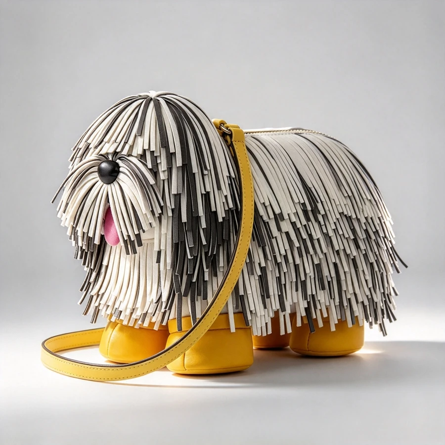 Cute Creative Funny Dog Handbag New Unique Design Shepherd Dog Tassel Puppy Shoulder Crossbody Bag