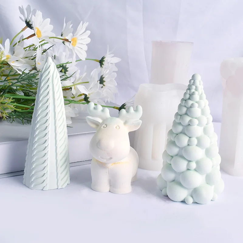 

3D Bubble Ball Pine Tree Silicone Mold, DIY Scented Candle Making Supplies, Handmade Christmas Gifts,Elk Plaster Decor,Hot Sales