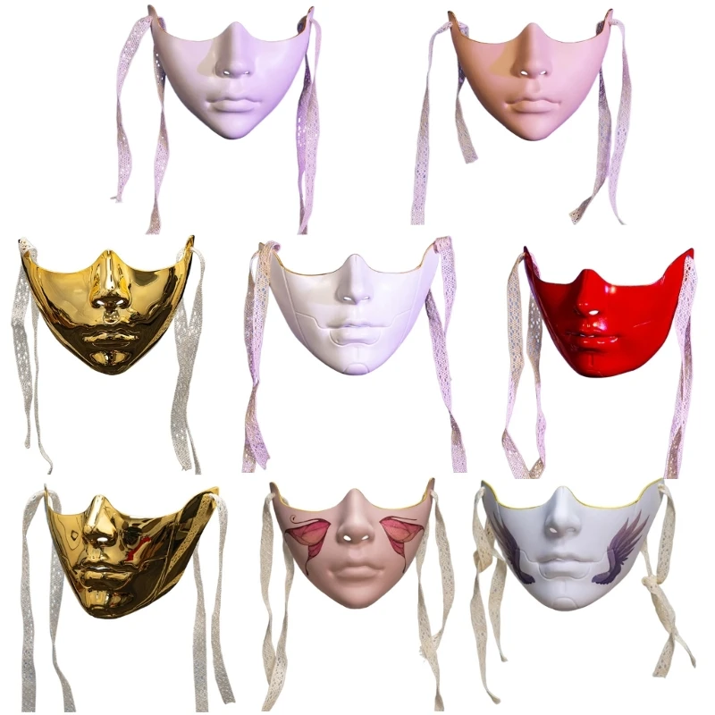 8 Styles Masquerade Beauty Mask Halloween Costume Accessories Women Aesthetics Mask Party Cosplay Prop Half Face Cover for Adult image 5