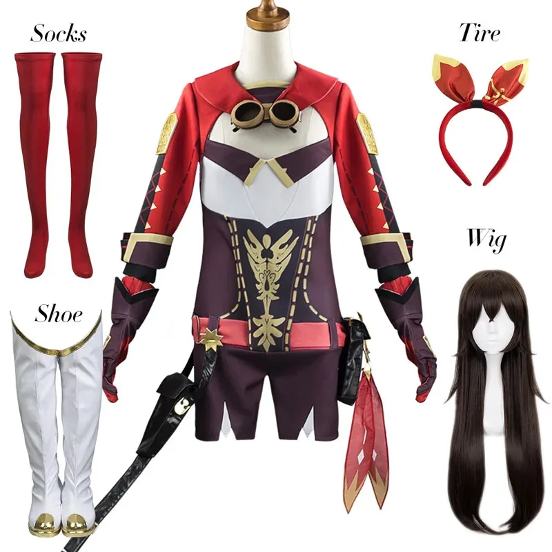 

Aboutcos Genshin Impact Amber Cosplay Costume Jumpsuit Outfits Halloween Carnival Suit Clothing Wig Shoes Accessories Cosplay