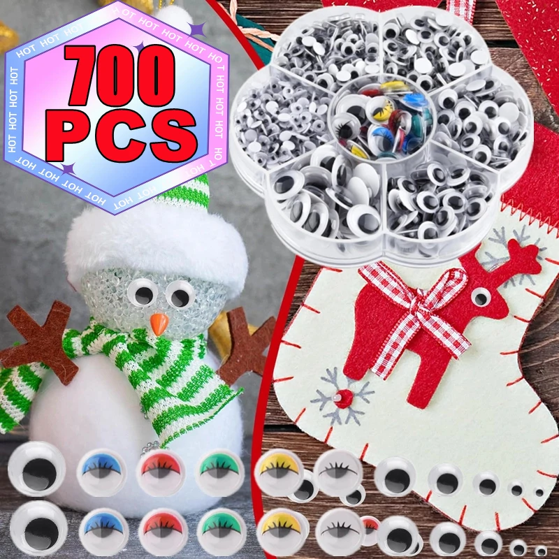 

700PCS/Box 4mm-12mm Googly Eyes Self Adhesive Wiggle Eyes for Art Craft Supplies Doll Making and Scrapbooking Dolls Accessories