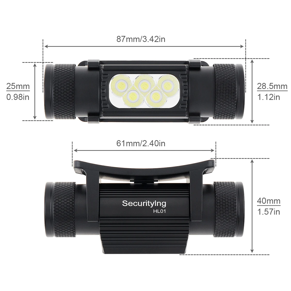 HL01 2420LM 5 LED USB tipo C faro recargable con 6 modos de luz y brillante 130M Beam soporte 180 ° ajuste tapa de la lámpara