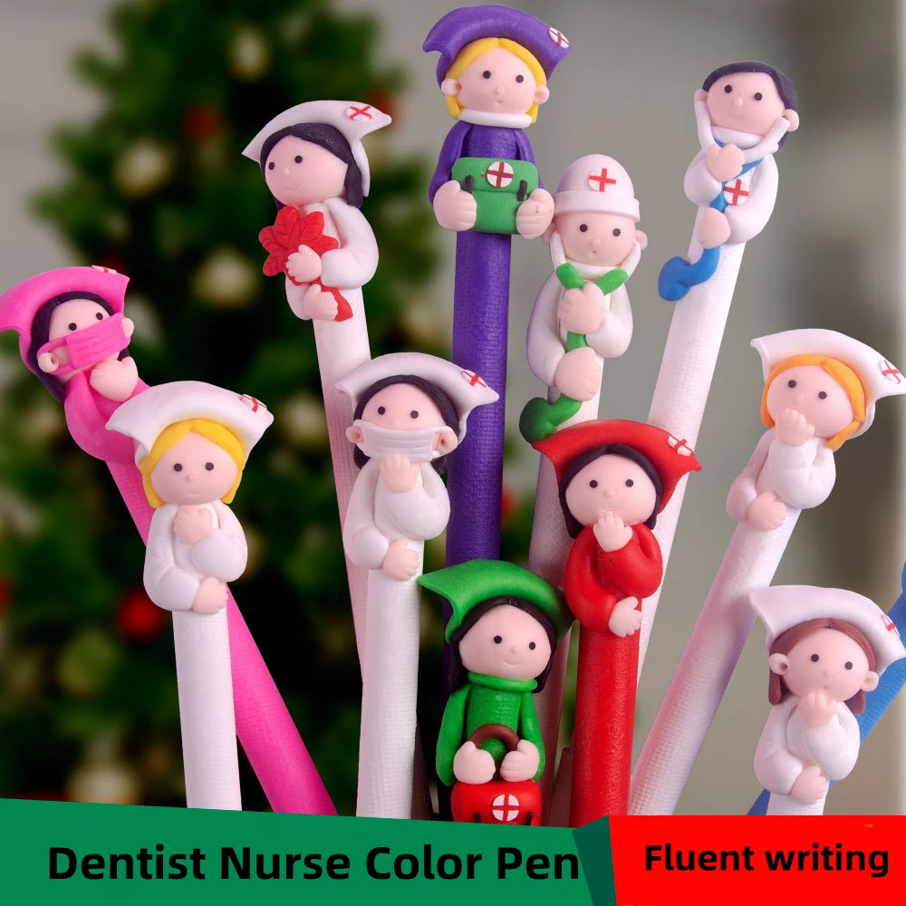 20pcs Dental Ballpoint Pen Soft Ceramic Crafts Office Doctor Nurse Gift