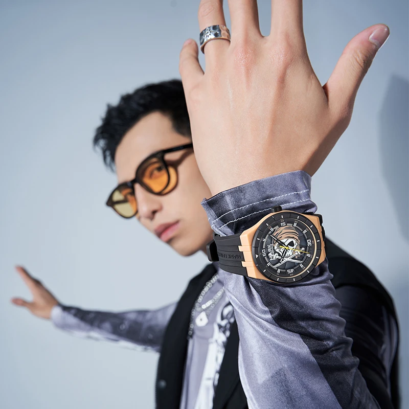 Mark Fairwhale 5040 Men's Quartz Watch Creative Rotating Dial Luminous Waterproof Silicone Strap Sports Fashion Watches for Man