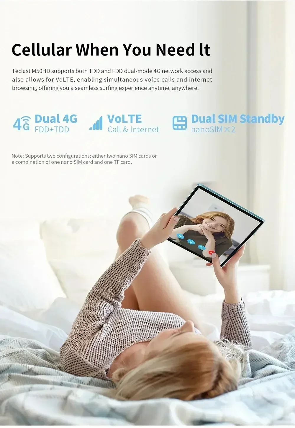 Teclast M50HD Android 13 Tablet 8GB+8GB RAM 128GB ROM T606 8-core Dual 4G LTE 10.1 Inch Fully Laminated Tablets PC Ultra Light