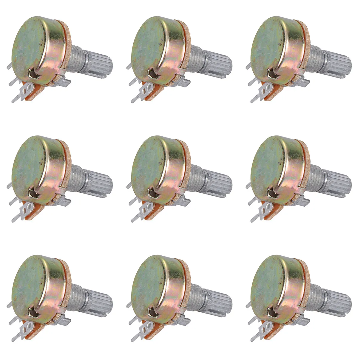 

30 комплектов аудиопотенциометров B100k с длинным рифленым разъемным валом для регулировки громкости и тембра гитары, сменные ручки для гитарных усилителей