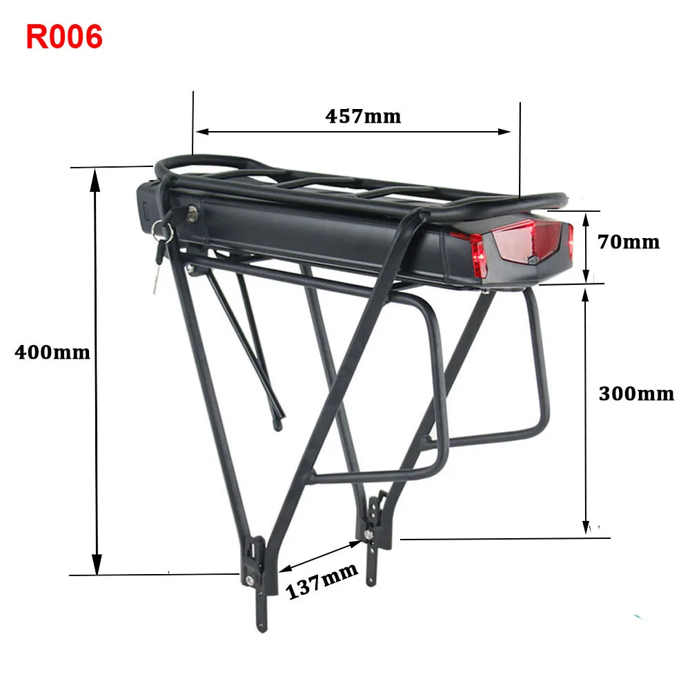 48V 52V 36V Rear Rack eBike Battery 20Ah 15Ah 13Ah for 24\