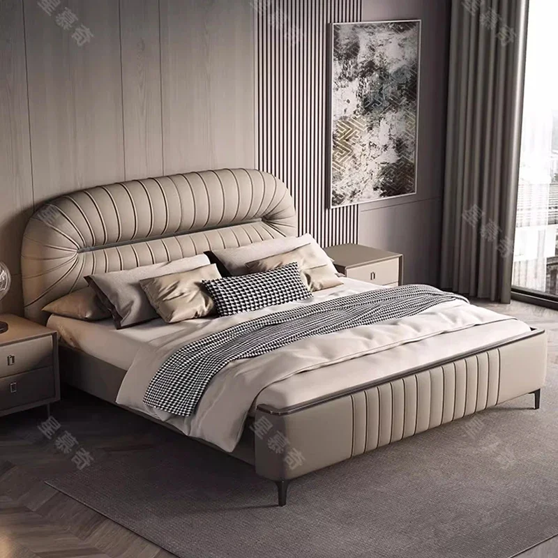 

Design Luxury Massage Bed Bedroom Loft Double Queen European Platform Bed Sleeping Leather Letto Matrimoniale Hotel Furniture