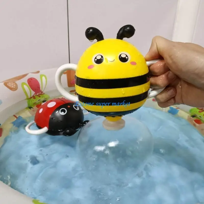 090b brinquedo pulverização água desenho animado, abelha/joaninha, brinquedo flutuante água para banho bebê, mini