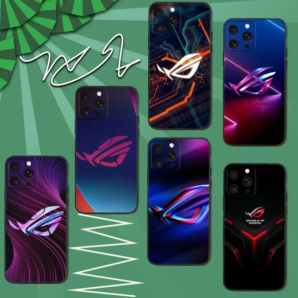 

Public Of Gamers ROG Phone Case For iPhone 16e,16,15,14,13,12,11,Pro,X,XS,Max,XR,Plus,Mini Soft Black Cover