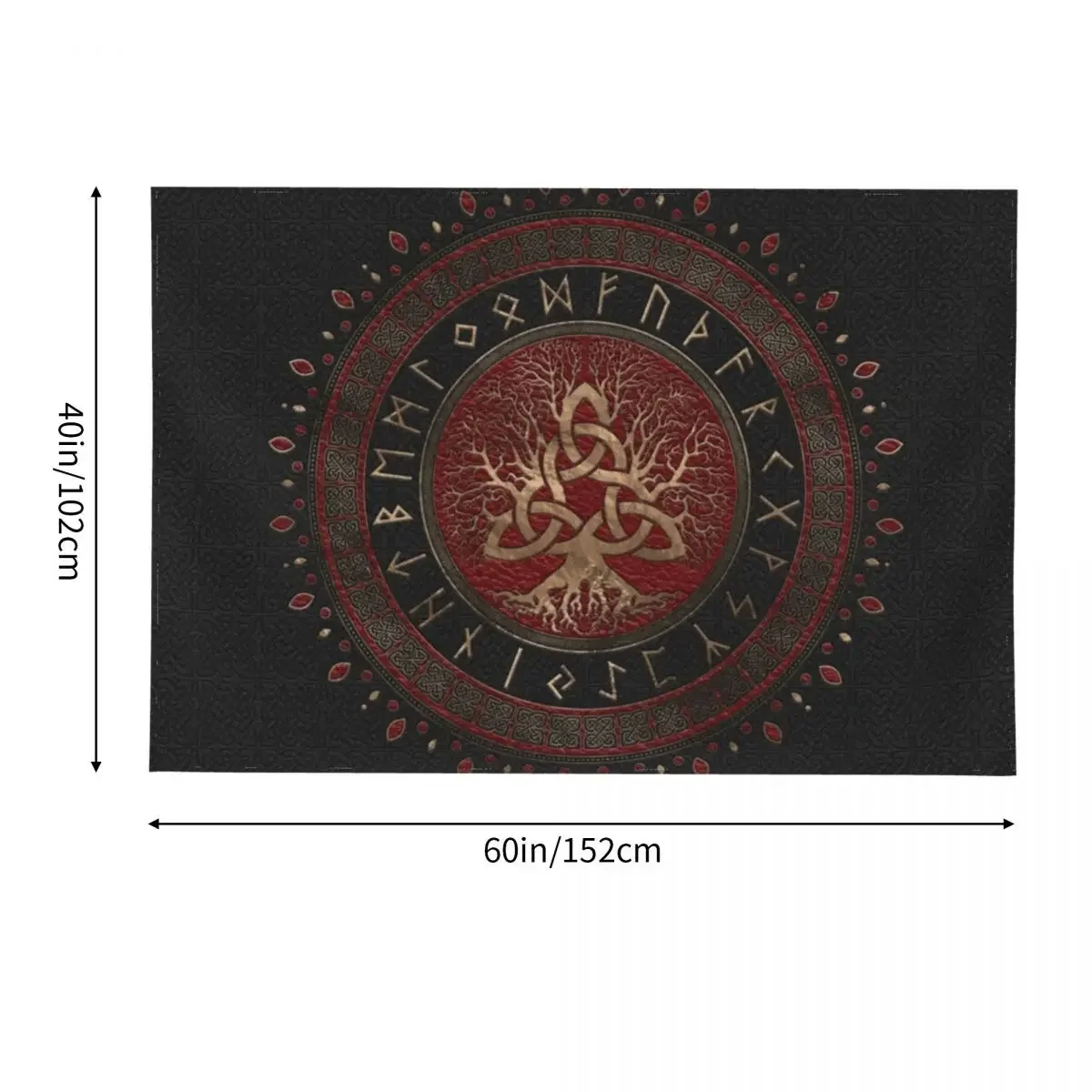 Tree of life with Triquetra Black Red Leather and gold Tapestry Decor Home House Decorations Bathroom Decor Tapestry