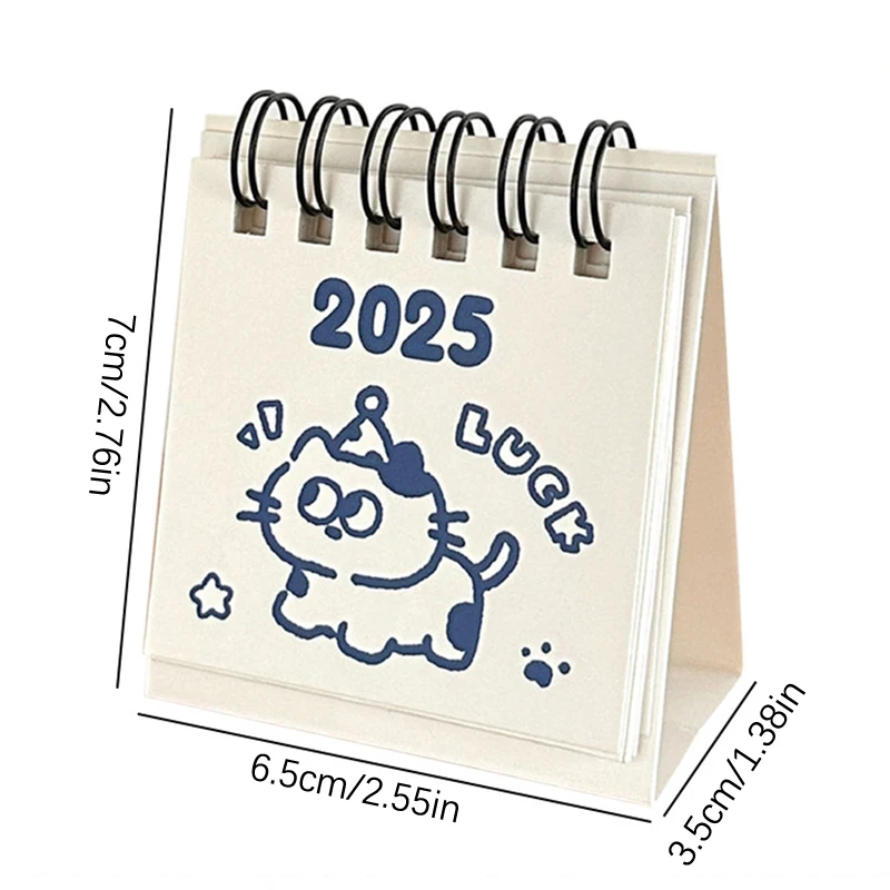 2024.08 - 2025.12 Mini Desk Calendar Office Stationery Supplies Desktop Calendar Daily Memo Calendar Study Planner