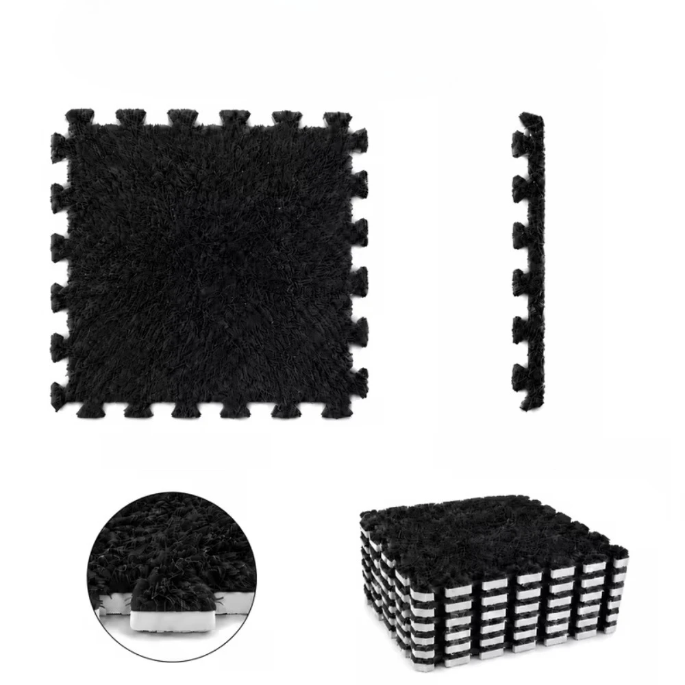 10Pcs Interlocking Plush Floor Mats  Non-Slip  Floor-Protecting Suitable for Bedrooms Living Rooms Balconies and Bathrooms