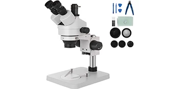 VEVOR 3.5X-90X Trinocular Stereo Microscope 360°Swiveling Trinocular Stereo Microscope with Pillar Stand