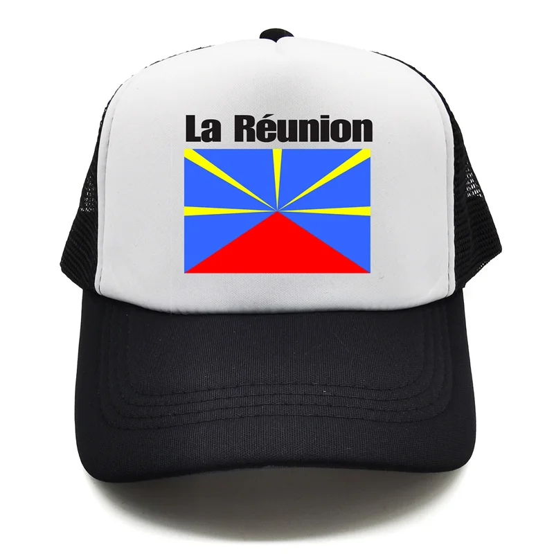 La Réunion Baseball Caps Cool Summer Men Mesh Net Hat La Réunion Flag Trucker Cap Unisex Outdoor Mesh Net Caps