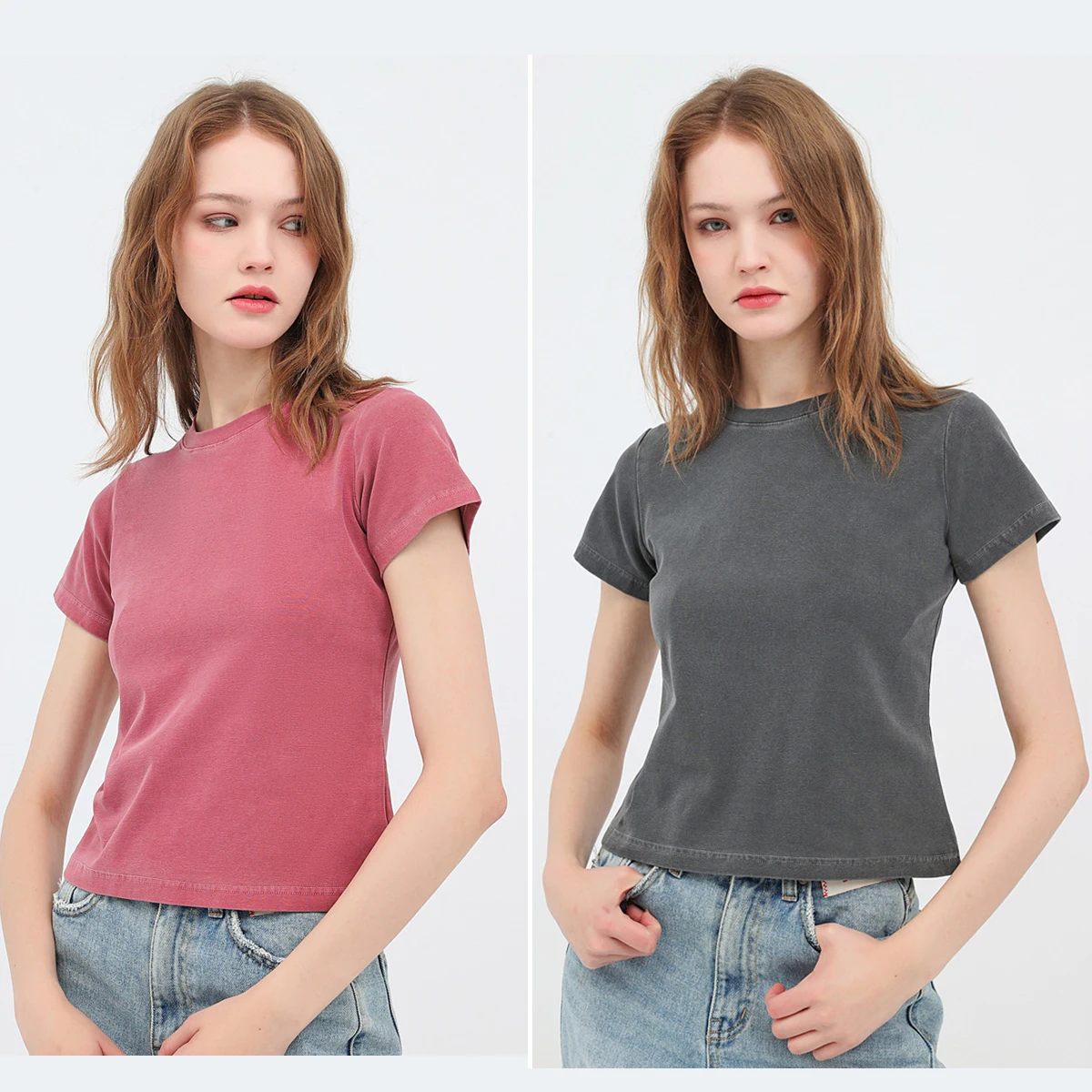 

Crop Tops for Women Summer Trendy Slim fit T-shirt Breathable Crewneck Short Sleeve Shirts