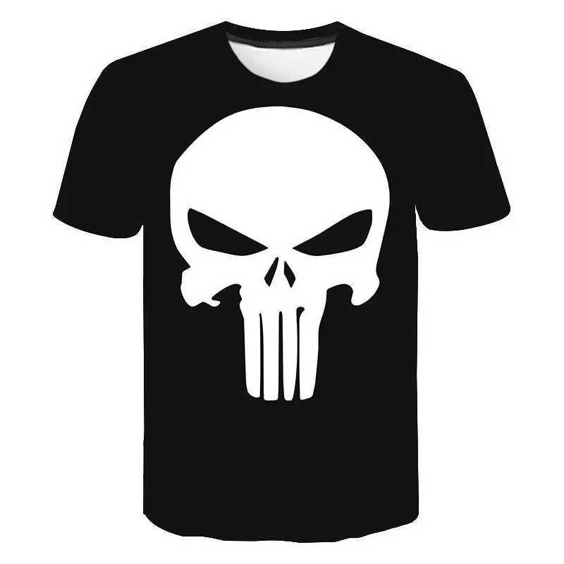 New Disney Punisher T-Shirts Skull 3D Print Streetwear Men Women Fashion Oversized Short Sleeve T Shirt Kids Tees Tops Clothing