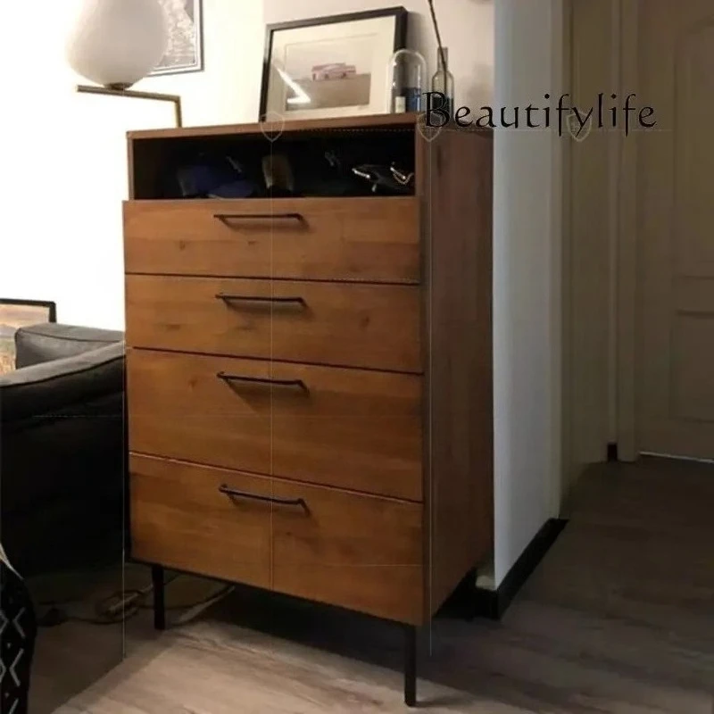 

S Nordic Simple Retro Storage Locker Small Apartment Living Room Dining Room Bedroom Five-Drawer Six-Drawer Cabinet