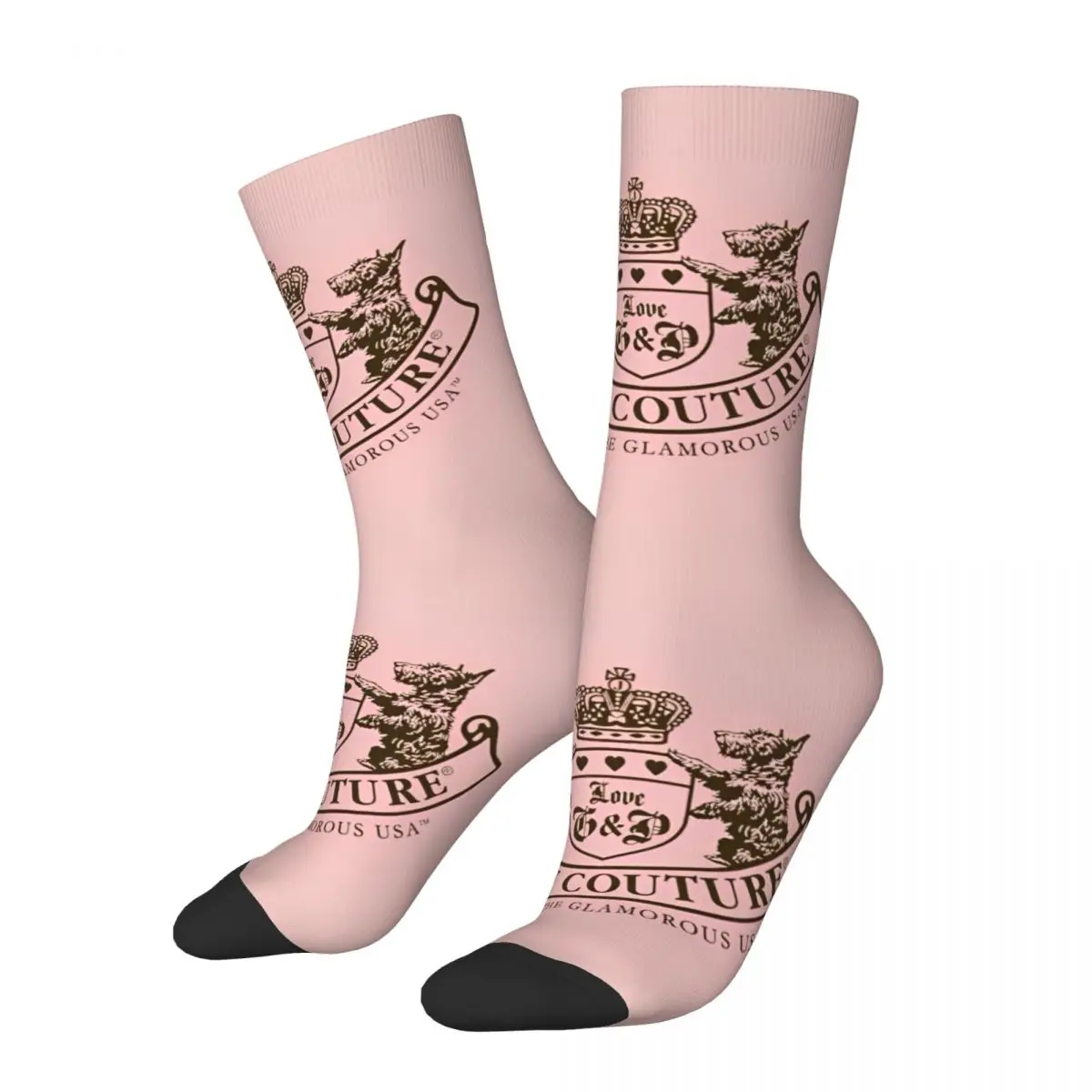 Happy Funny Male Men Socks Hip Hop Juicys Pink Y2K JC Sock Polyester Coutures Sport Women's Socks Spring Summer Autumn Winter