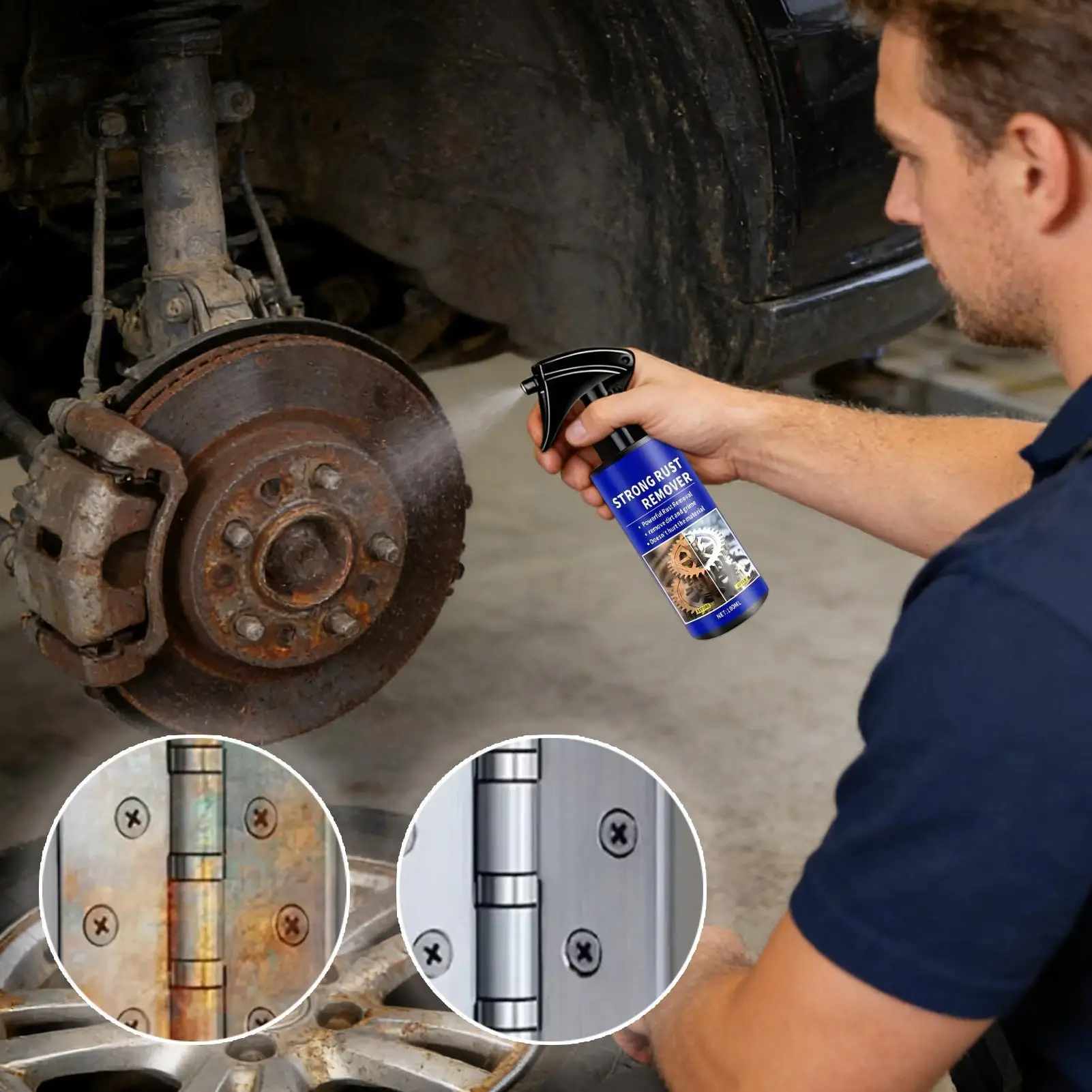 100ml Rust Remover Spray for Metal Vehicle Derusting Agent Car Iron Remover Spray for Auto Exhaust Pipes Wheel Hubs Iron Cleaner