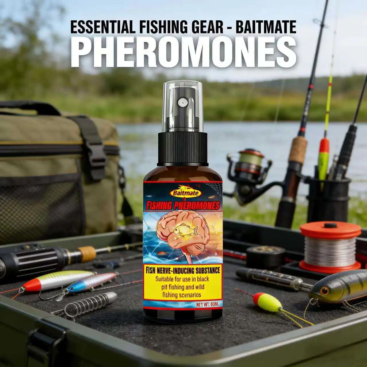 Spray de Feromonas para Pesca – Atractivo para Peces que Estimula los Nervios para Pesca en Aguas Negras y Salvaje – Comprobado que Atrae Peces y Aumenta la Cantidad de Capturas