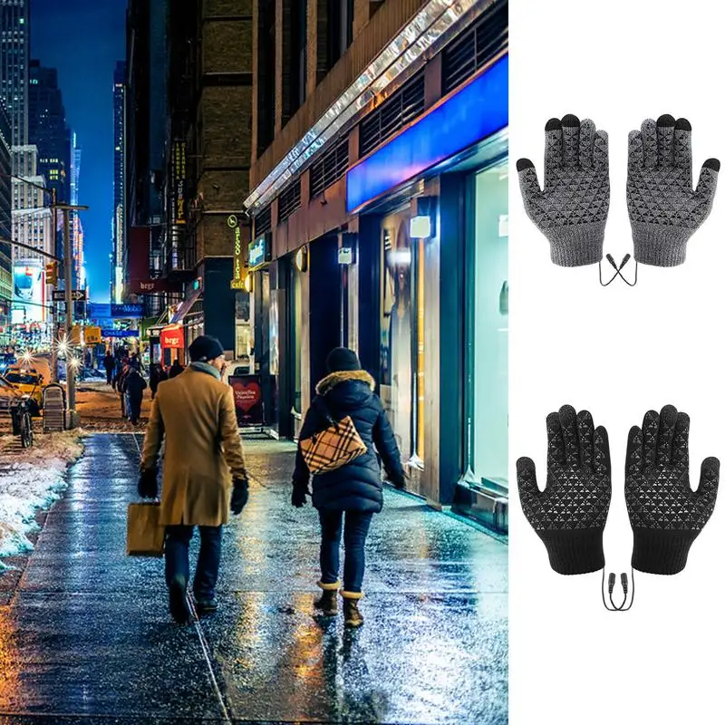 Elektrische Heiz handschuhe 1 Paar 5V gestrickte Vollfinger-Elektro handschuhe Motorrad-Heiz handschuhe Hand wärme handschuhe für den Außenbereich