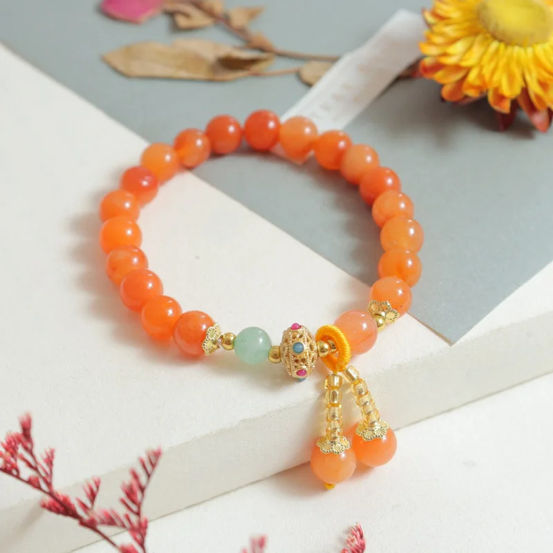 Natural Xinjiang Golden Silk Multi-loop Bracelet for Men Women, Fortune-bringing and Wealth-attracting Jade Bracel