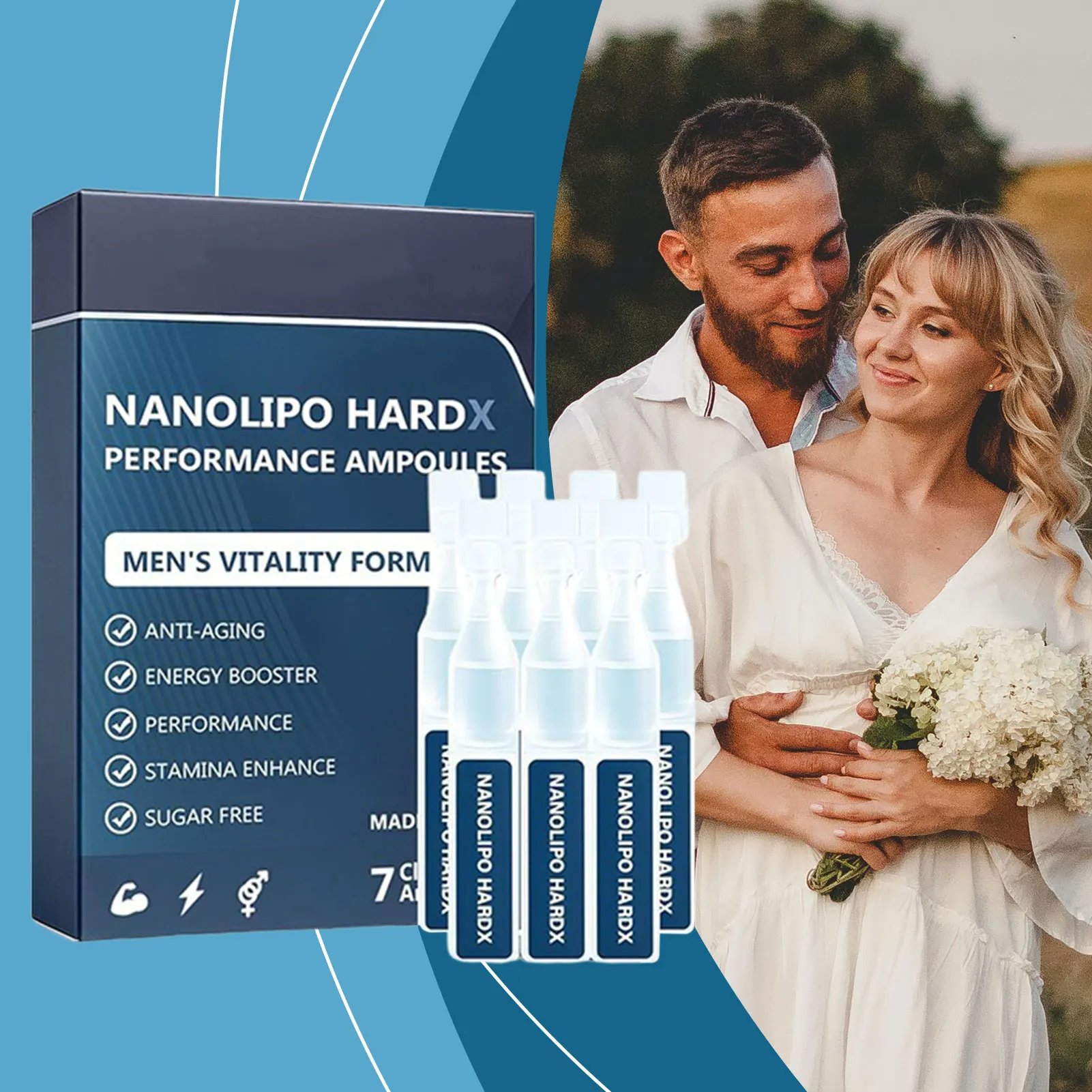 Nanolipo Hardx Performance Ampules Männerleistung Tropfen Verbesserung der Vituality Förderung.