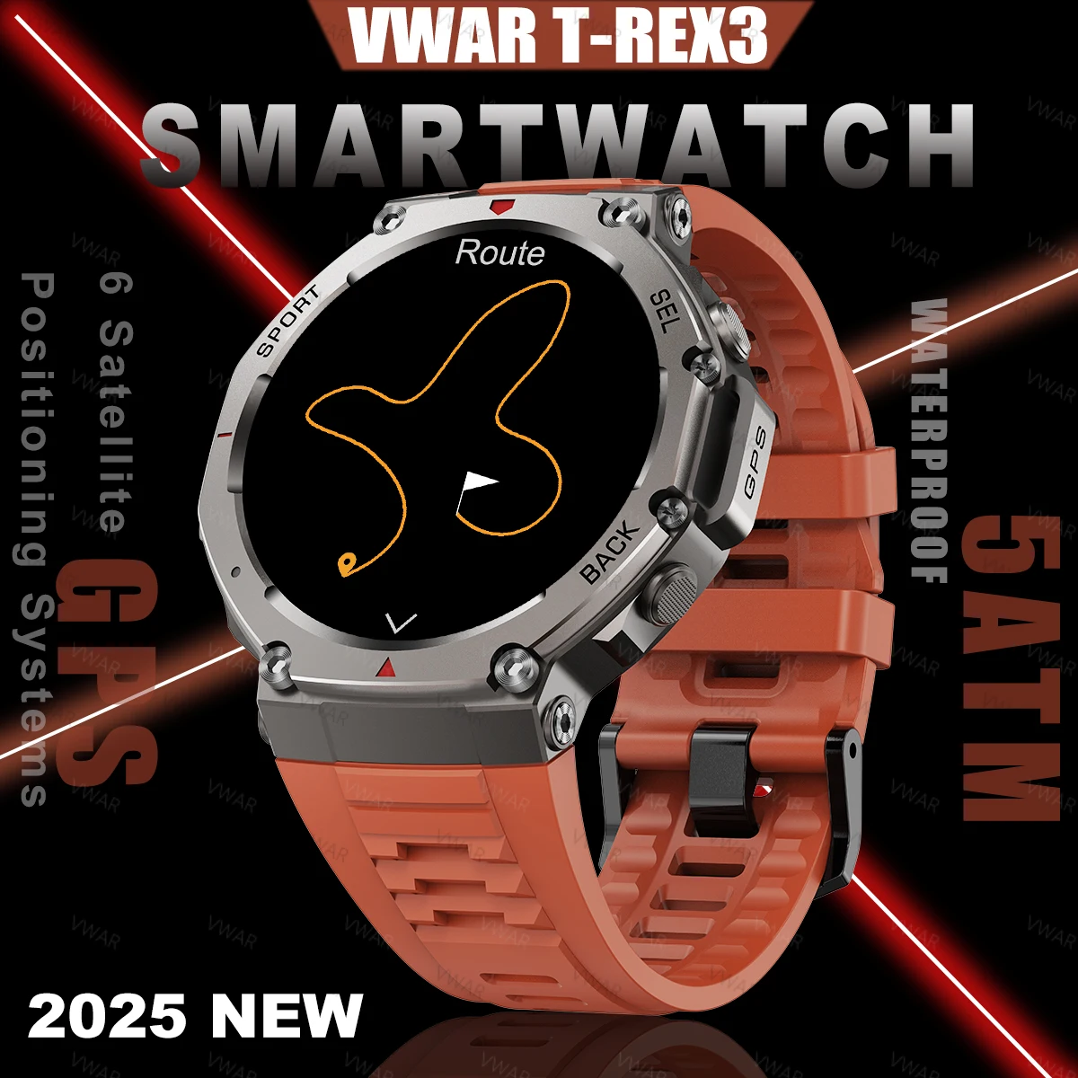 

2025 НОВОЕ обновление T-REX 3 GPS Смарт-часы для мужчин 5ATM IP69K Водонепроницаемые умные часы Компас Высотомер Барометрический AMOLED-экран 1,43 дюйма