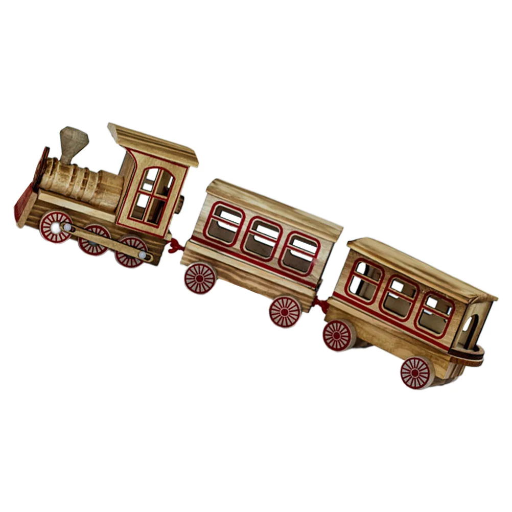 

1Set Christmas Train Three Sections Wooden Craft Creative Small Train Decoration for Home Party Festival Xmas Decor Lovely Adorn