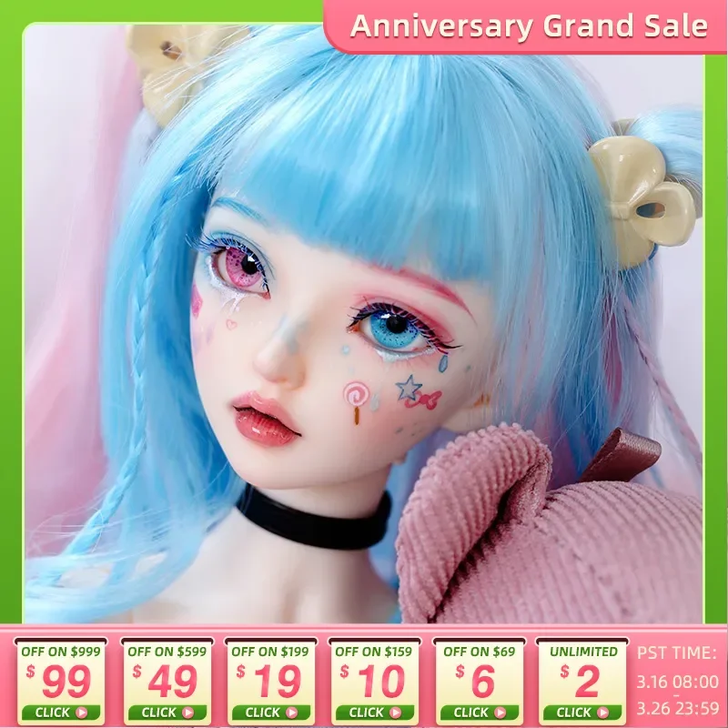 JOYBJD Miyn 1/4 Bjd Doll Colorful Magic Ice Cream Girl 41cm Ball Jointed Doll Make Up Doll