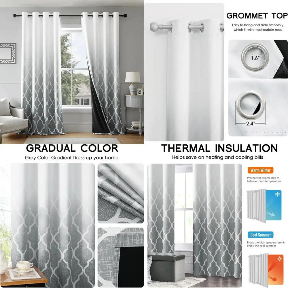 

Серые и белые марокканские плотные шторы с географическим рисунком, длина 84, комплект из 2 панелей для гостиной и спальни