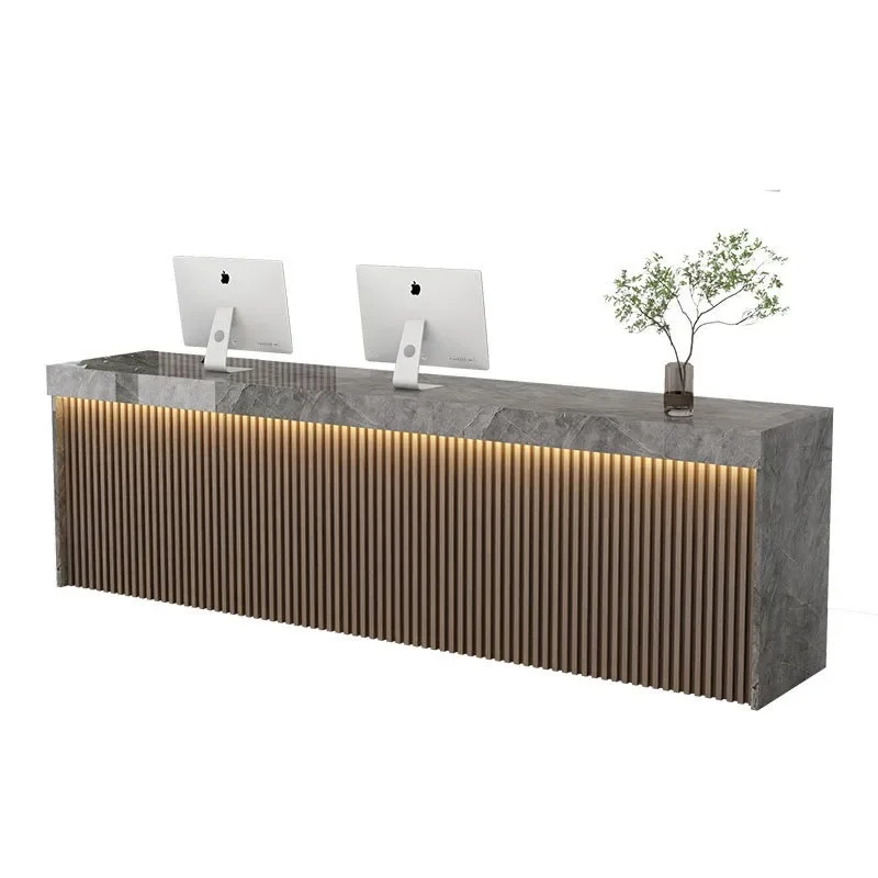 Company grille front desk reception desk beauty salon light luxury high-end bar table clothing store baking paint small checkout