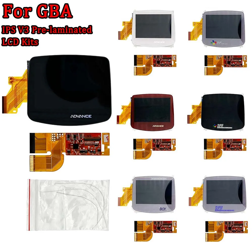 

3.0 IPS V3 Pre-Laminated Point-to-Point Display LCD Backlight Screen Kits No Soldering for Game Boy Advance GBA Games Console