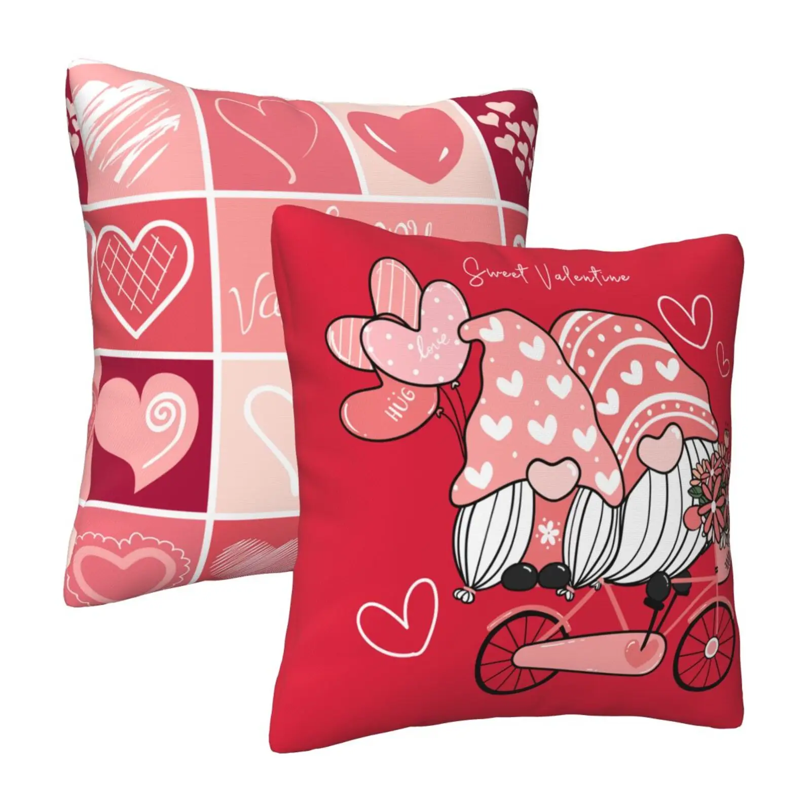 Pink pillow case (one set of two Valentine's Day soft decoration dwarf truck flowers) Heart-shaped square cushion cover pillow c